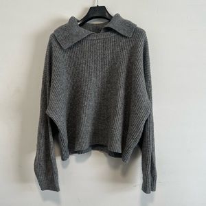 NORDSTROM TREASURE & BOND Shawl Collar Rib Trim Heather Grey Sweater Size XL